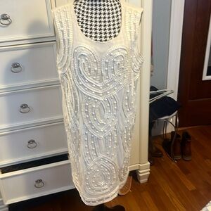 EUC Cream Beaded Tahari Shift